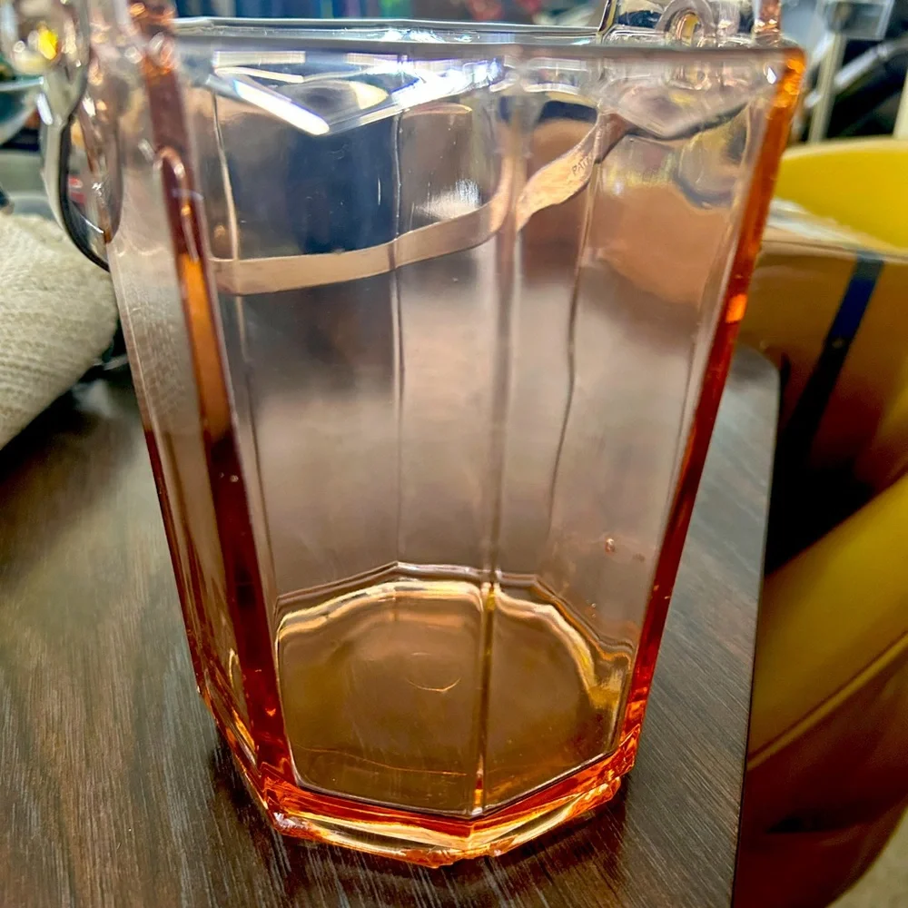 Vintage Pink glass ice bucket with sliver handle